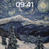 Starry Night Swirls Wallpaper with Icy Peaks wallpaper for iPhone, iPad & Mac
