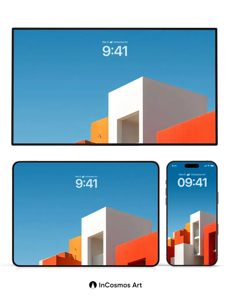 Cubist Skyline Wallpaper with Geometric Light