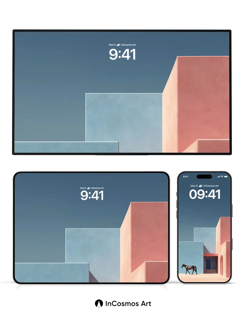 Serenity in Geometry Wallpaper with Midnight Steed