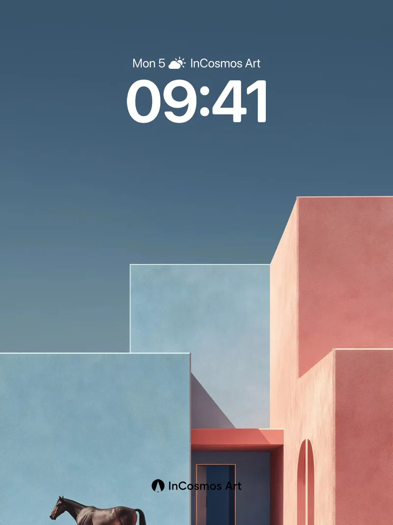 Serenity in Geometry Wallpaper with Midnight Steed