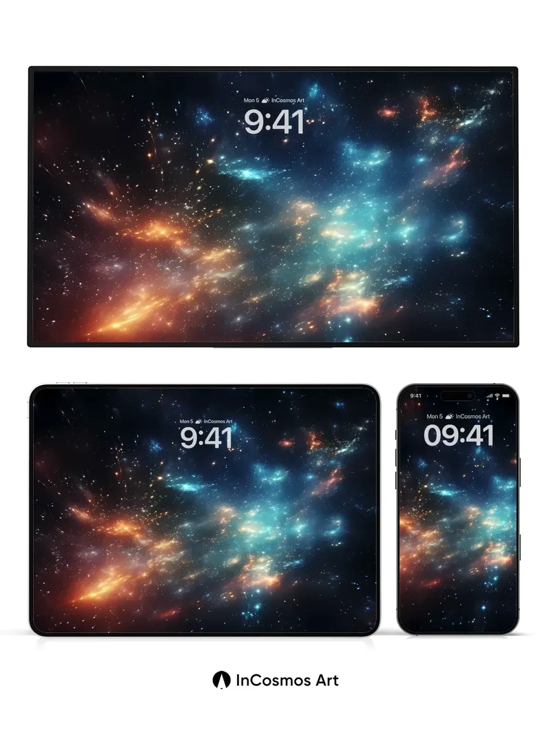 Cosmic Ember Wallpaper with Nebula Veils