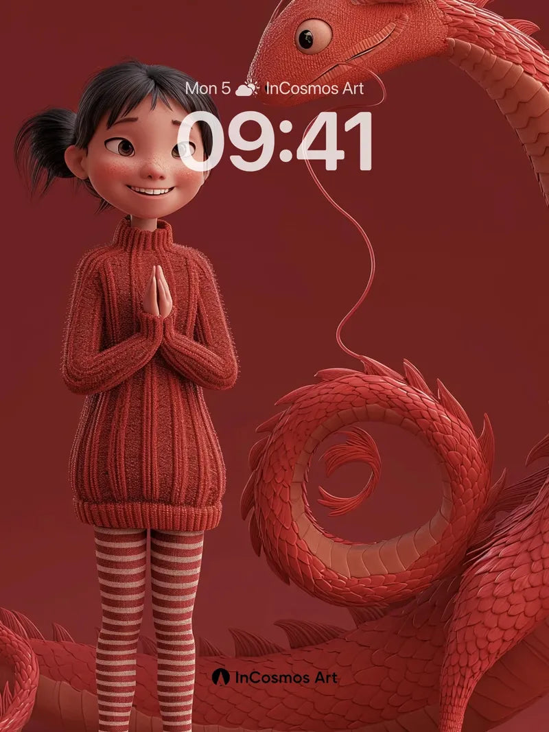 Whispering Red Dragon Wallpaper with Knit Warmth