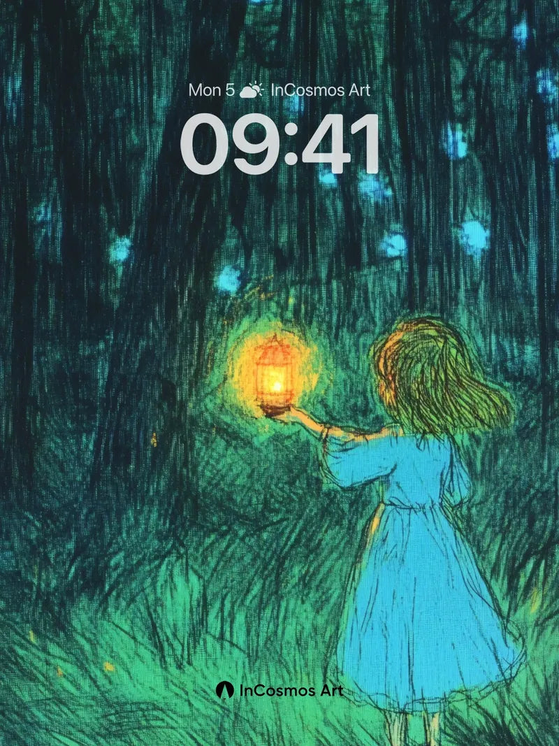 Whispering Woods Wallpaper with Floating Light