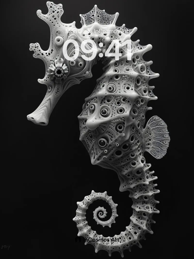 Lunar Seahorse Wallpaper with Fractal Scales wallpaper for iPhone, iPad & Mac