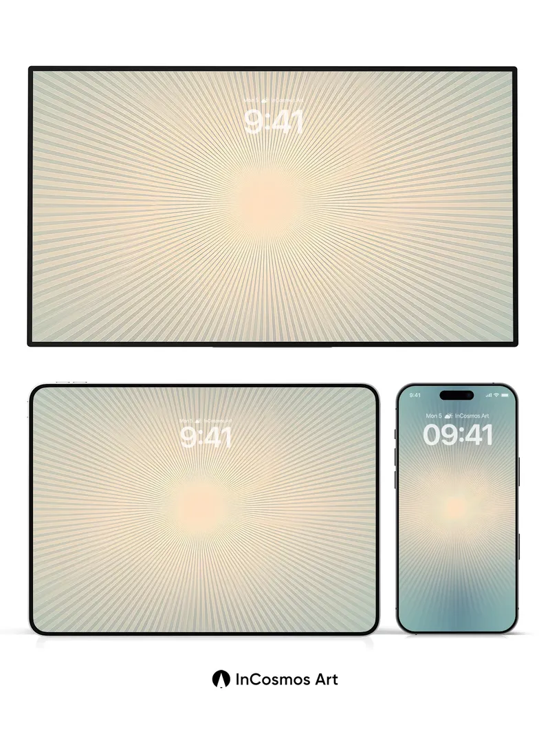 Serene Radiance Wallpaper with Sunburst Lines