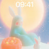 Lunar Hush Wallpaper with Moonlit Bunnies wallpaper for iPhone, iPad & Mac