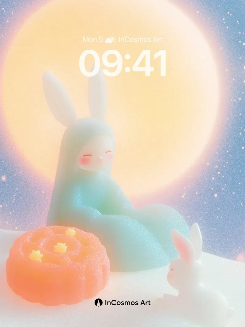 Lunar Hush Wallpaper with Moonlit Bunnies wallpaper for iPhone, iPad & Mac