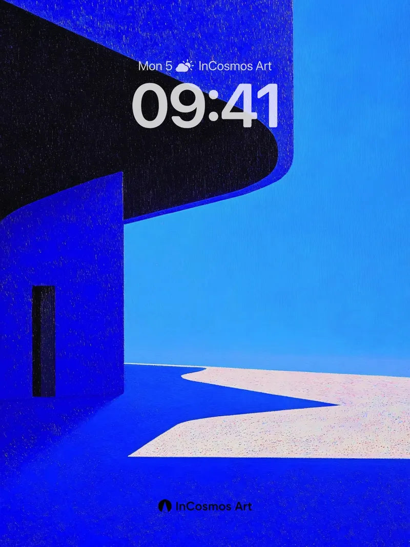 Cobalt Curve Wallpaper with Floating Shadows