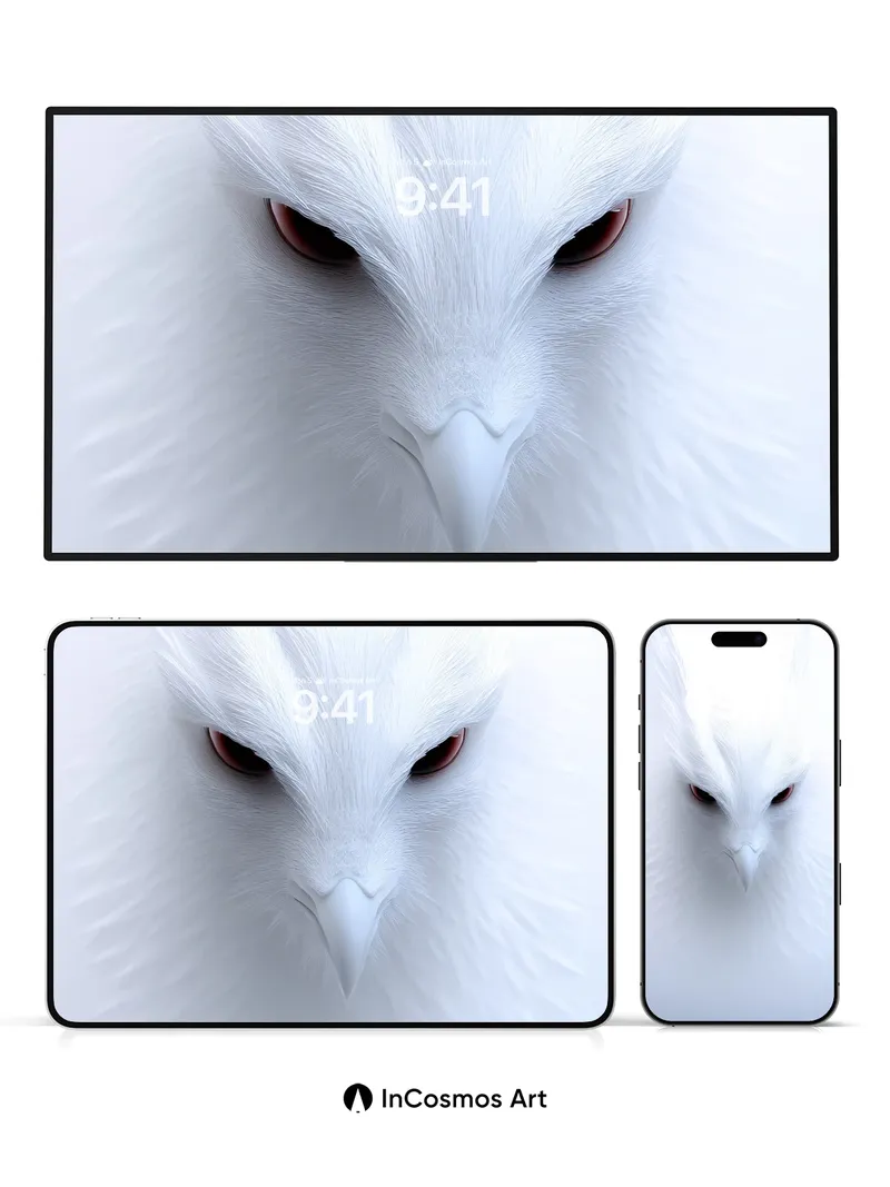 Frost Gaze Wallpaper with Crimson Eyes