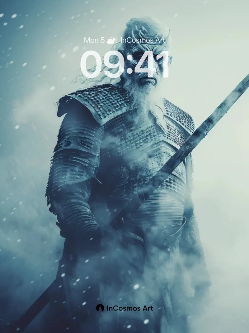 Frostbound Warrior Wallpaper with Icy Breath