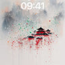 Serenity Ink Wallpaper with Floating Temple wallpaper for iPhone, iPad & Mac