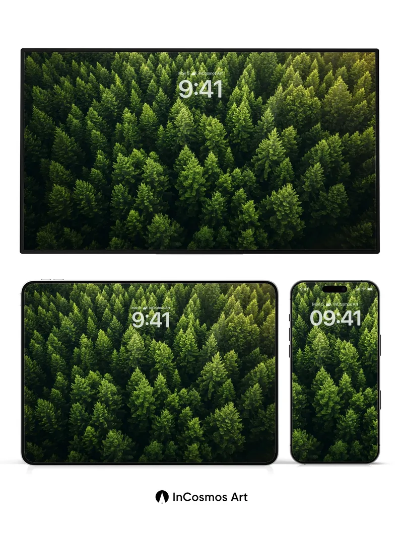 Whispering Canopy Wallpaper with Emerald Depth