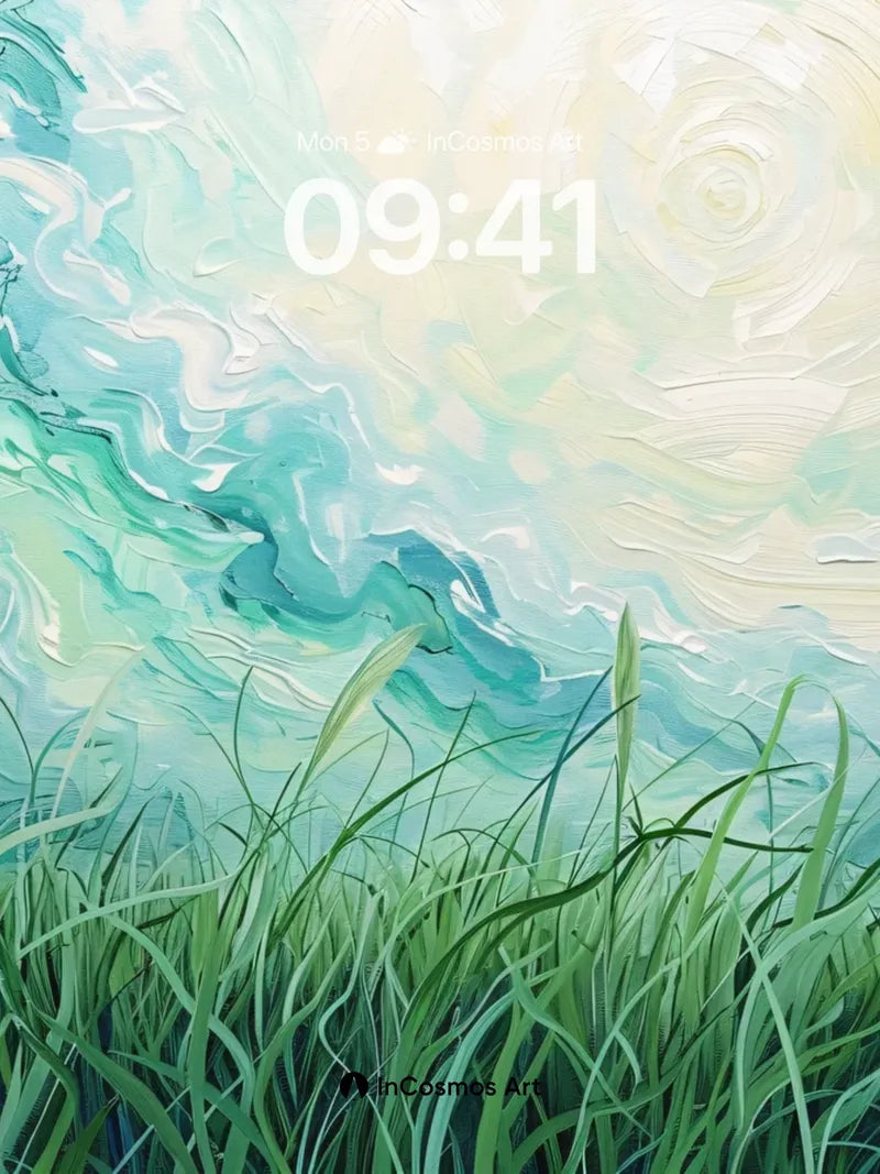 Whispering Sky Wallpaper with Living Grass