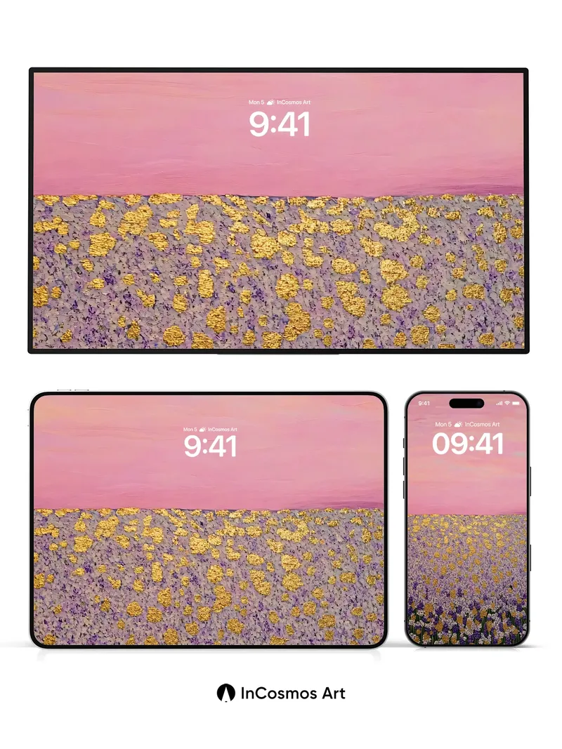 Lavender Horizon Wallpaper with Golden Hues