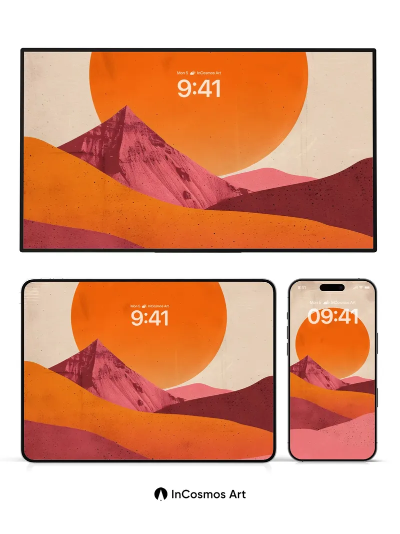 Desert Hush Wallpaper with Sun-Baked Peaks