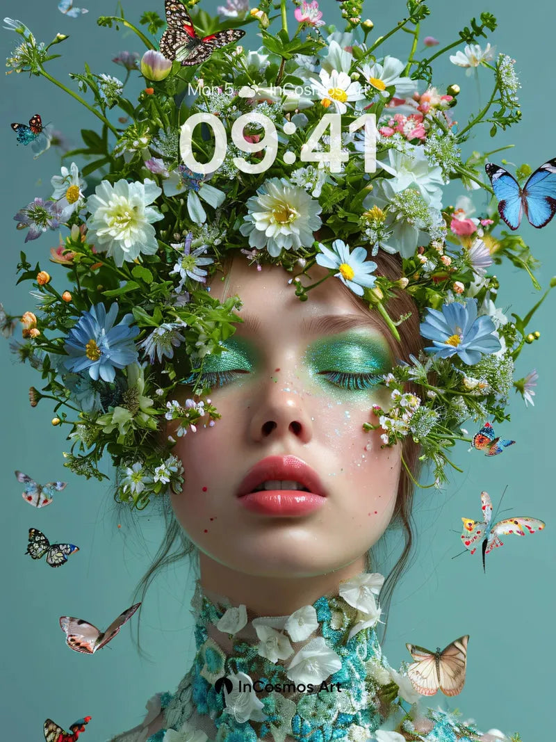Surreal Bloom Wallpaper with Fluttering Wings wallpaper for iPhone, iPad & Mac