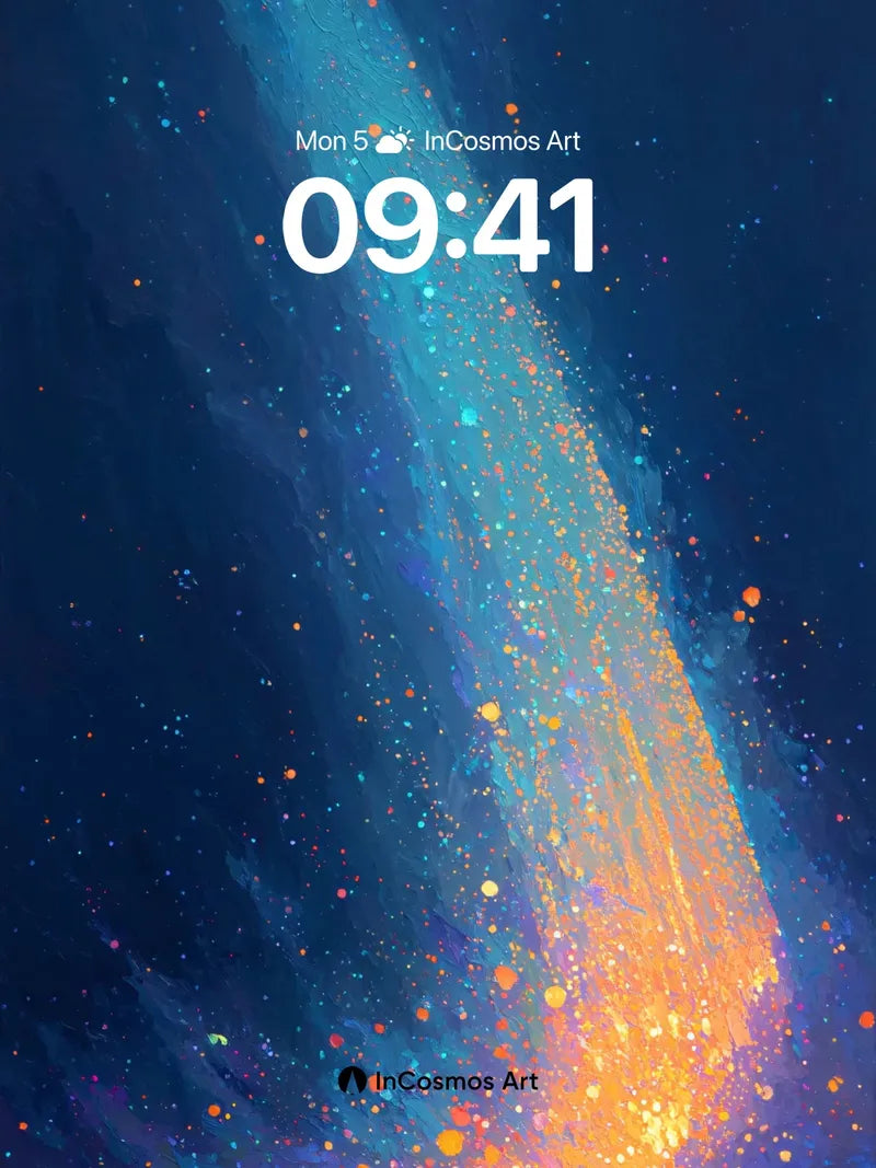 Cosmic Ember Wallpaper with Starlit Trail