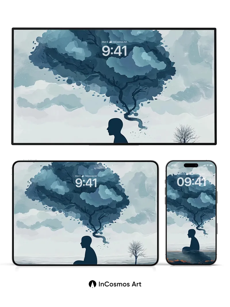 Serenity Tree Mind Wallpaper with Floating Roots