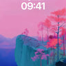 Surreal Cliffside Wallpaper with Neon Forest Veil wallpaper for iPhone, iPad & Mac