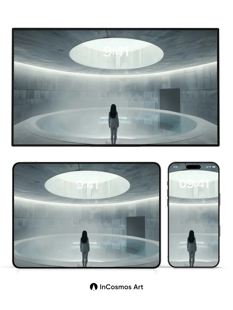 Serenity Pool Wallpaper with Celestial Light