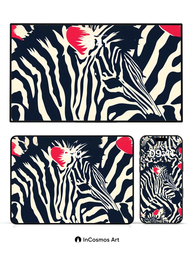 Zebra Echo Wallpaper with Crimson Accents