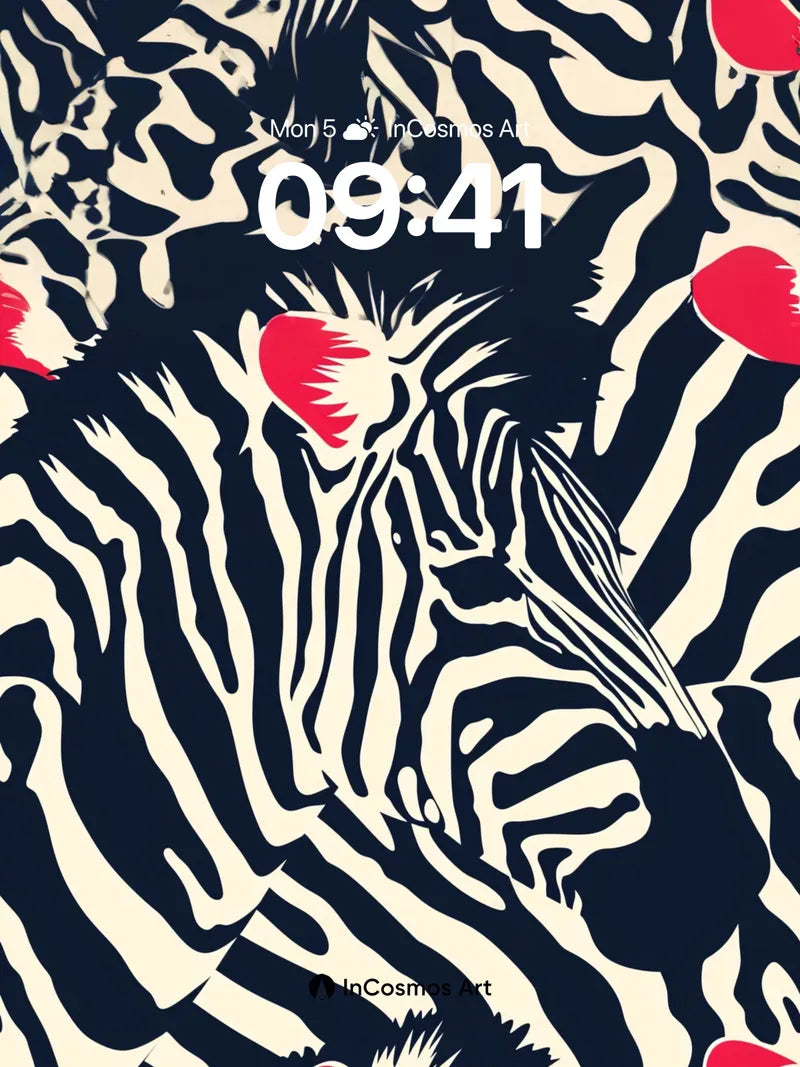 Zebra Echo Wallpaper with Crimson Accents