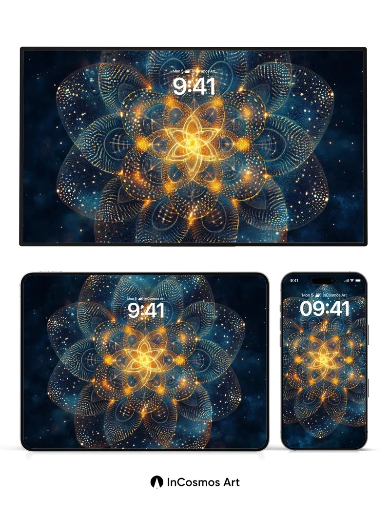 Cosmic Bloom Wallpaper with Starlight Veins