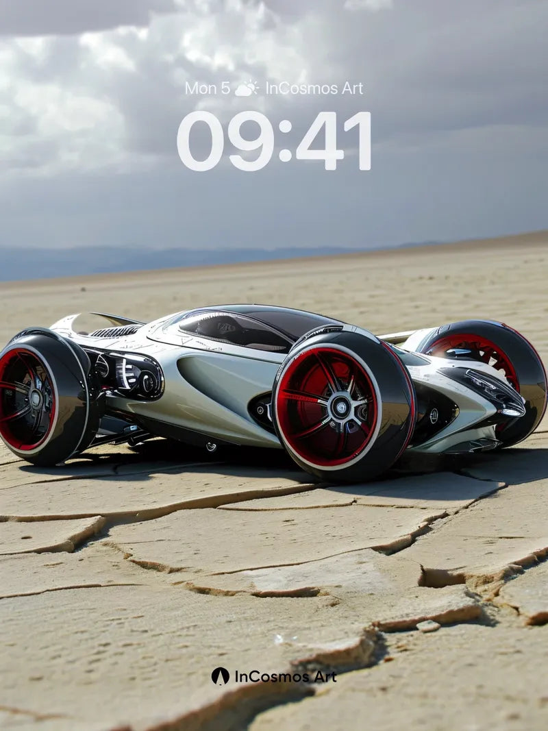 Futurist Mirage Wallpaper with Cracked Earth