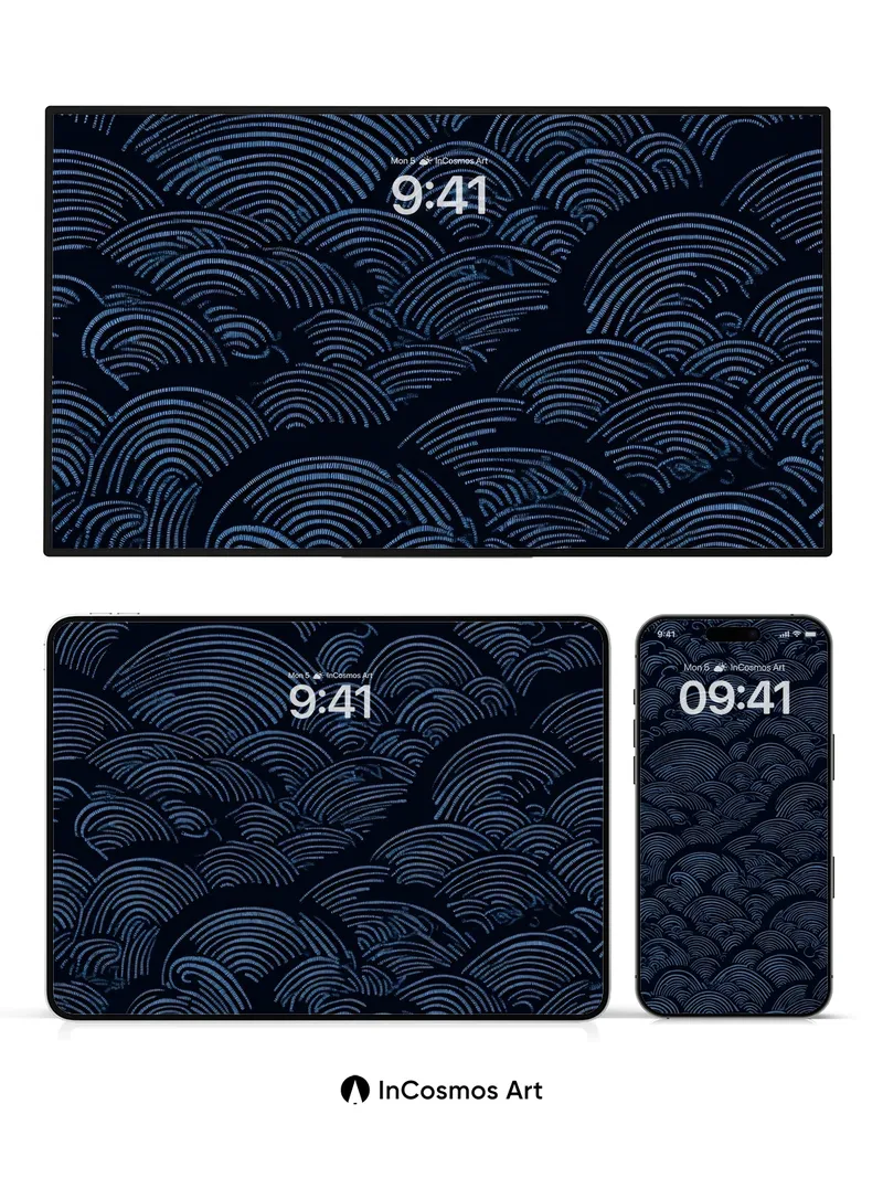 Midnight Wave Wallpaper with Hokusai Echoes