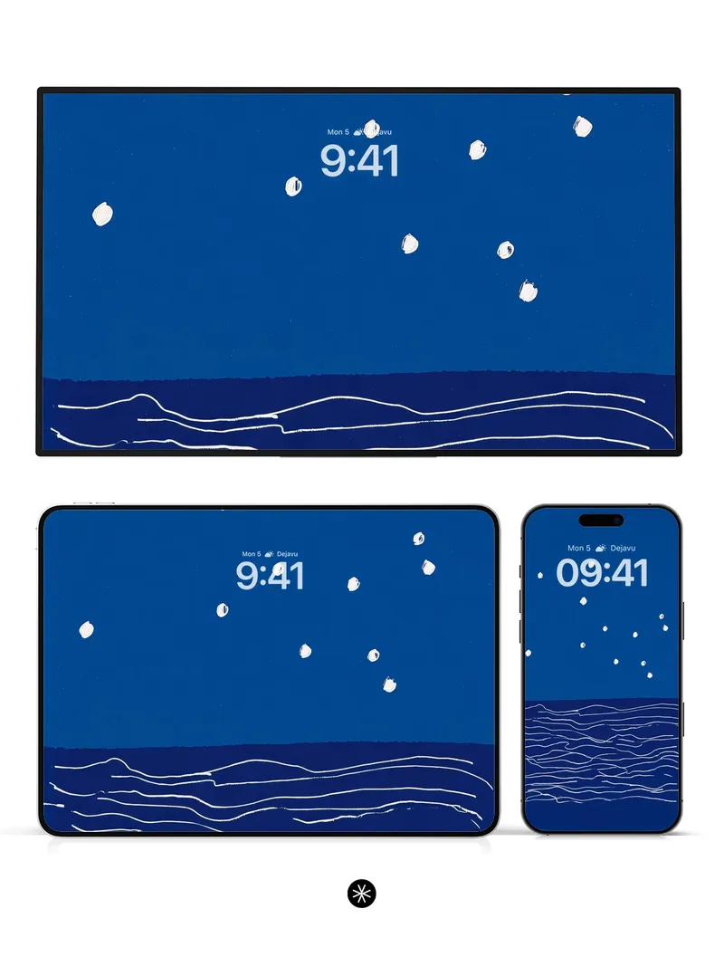 Celestial Night Sky Ocean Wallpaper Minimalist