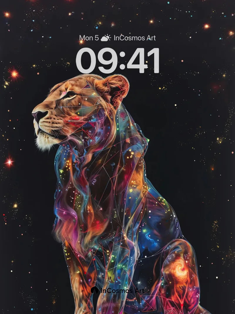Cosmic Lion Wallpaper with Starlight Veins wallpaper for iPhone, iPad & Mac