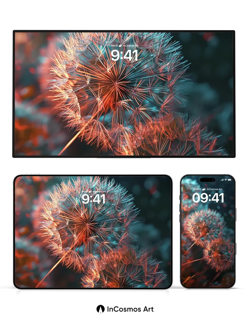 Crimson Whisper Wallpaper with Floating Seeds