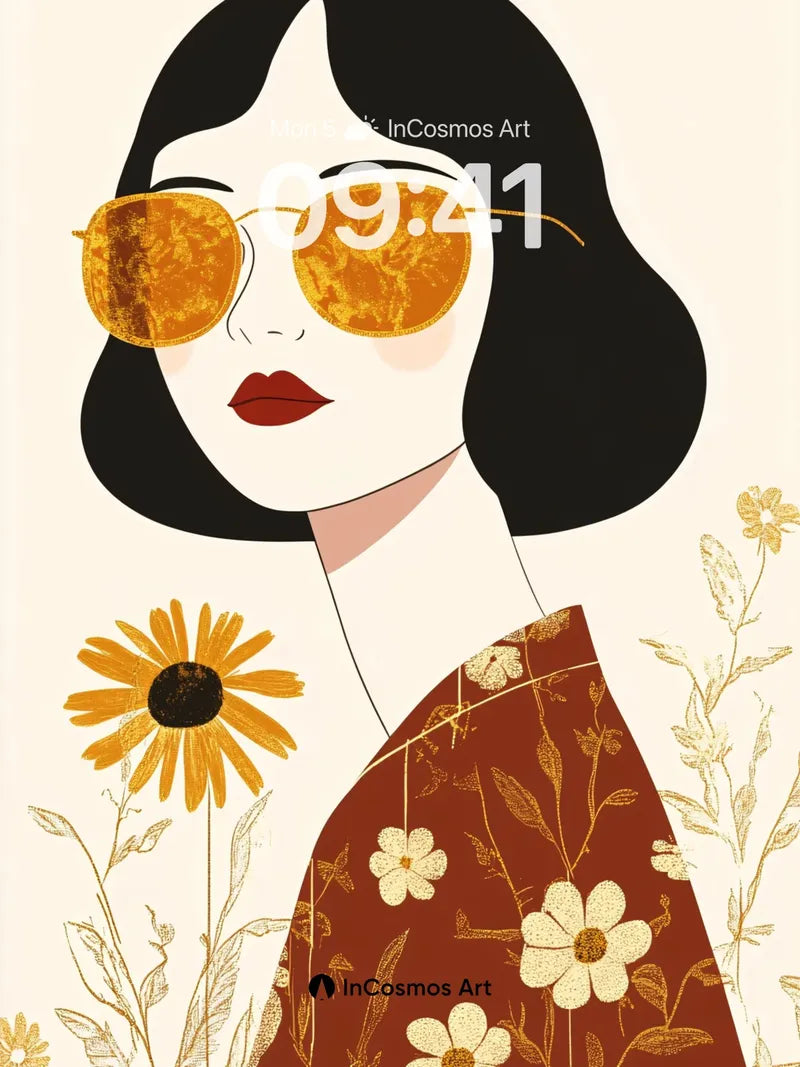 Golden Hush Wallpaper with Floral Whispers wallpaper for iPhone, iPad & Mac