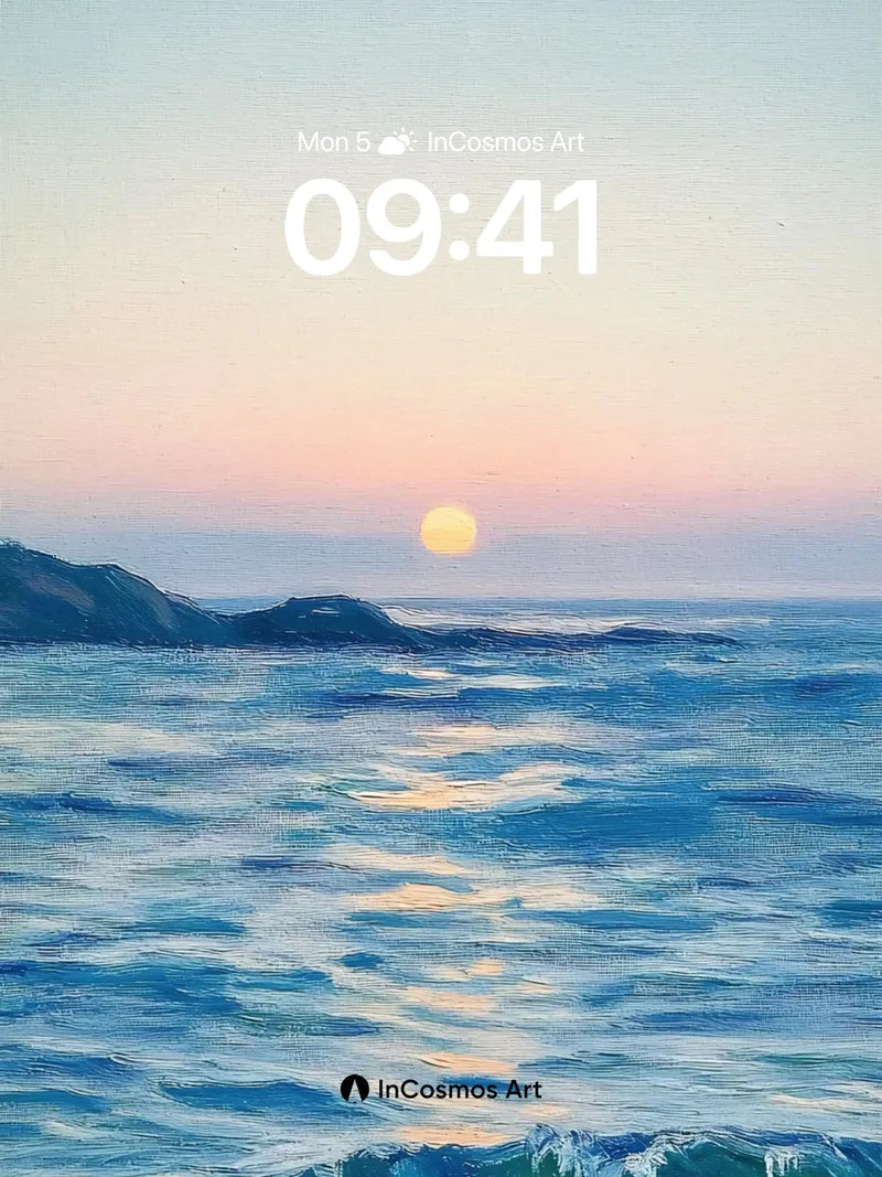 Serenity Wave Wallpaper with Sunset Horizon