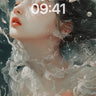 Serene Waterfall Wallpaper with Floating Pearls wallpaper for iPhone, iPad & Mac
