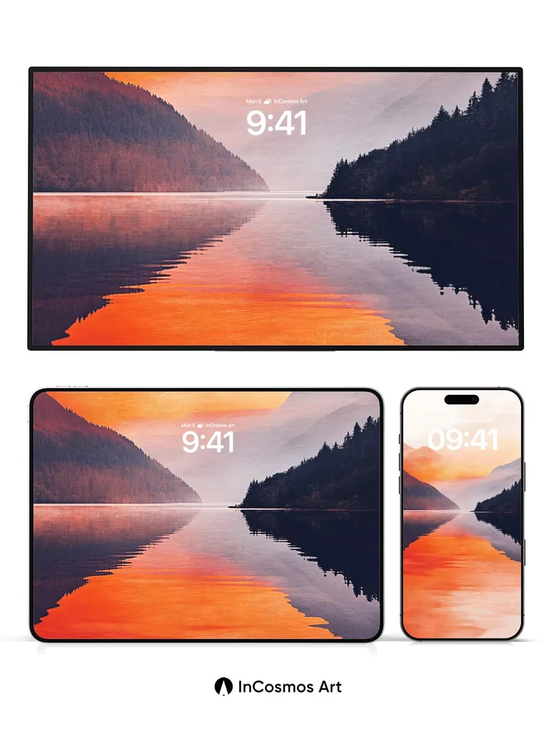 Crimson Mirror Wallpaper with Mountain Hush