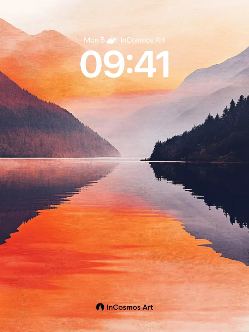 Crimson Mirror Wallpaper with Mountain Hush