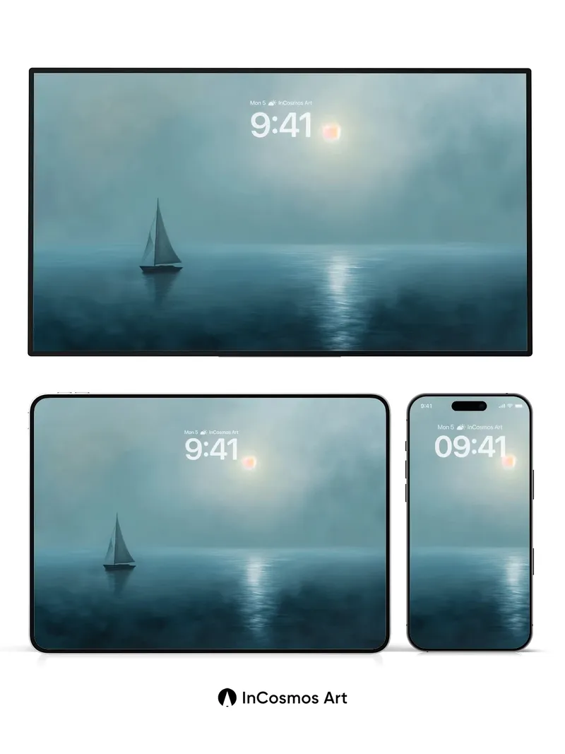 Misty Solitude Wallpaper with Distant Sunlight