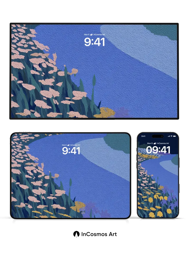 Nocturnal Bloom Wallpaper with Textured Light