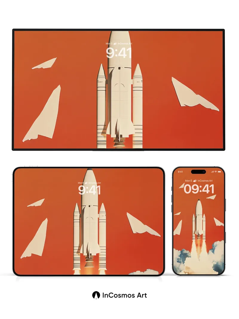 Crimson Launch Wallpaper with Paper Wings