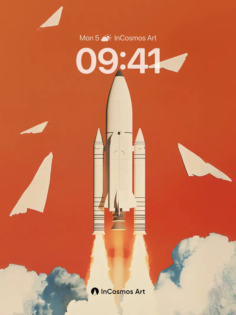 Crimson Launch Wallpaper with Paper Wings