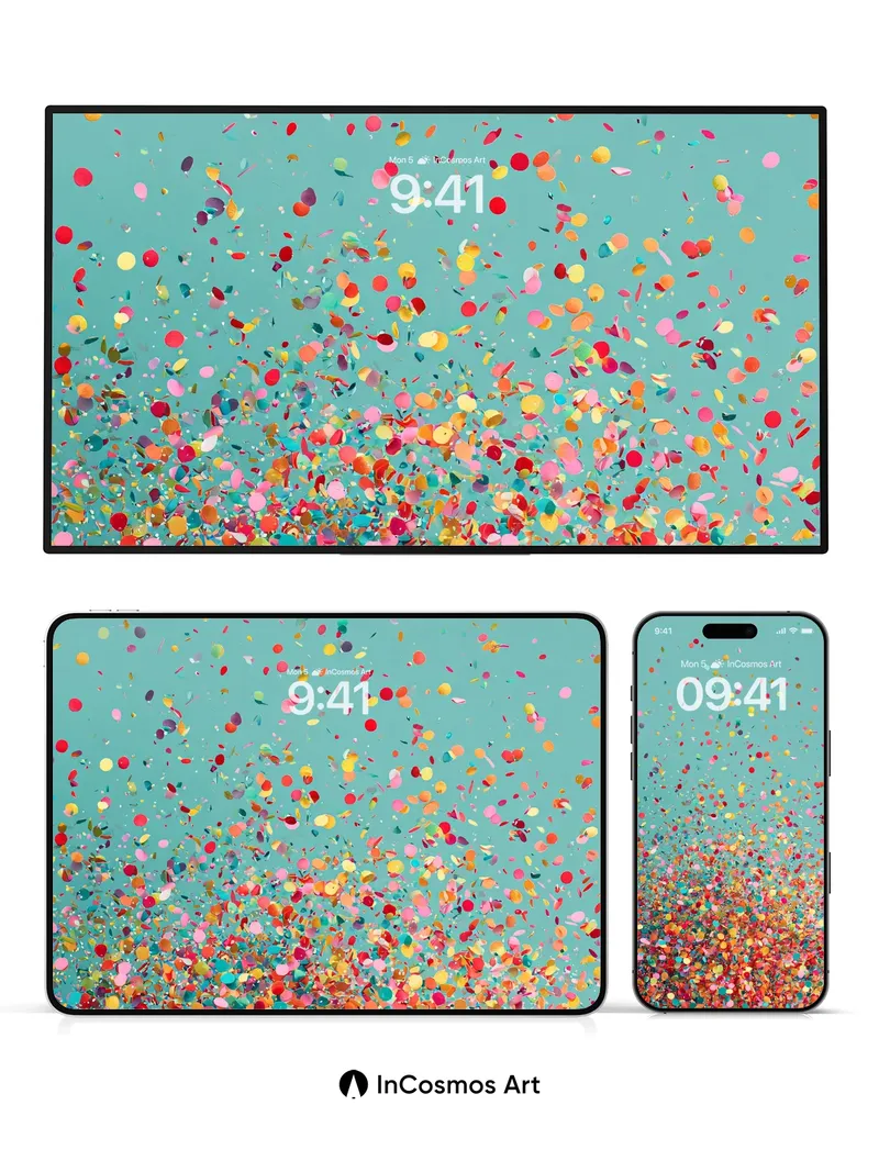 Confetti Storm Wallpaper with Floating Color Fields