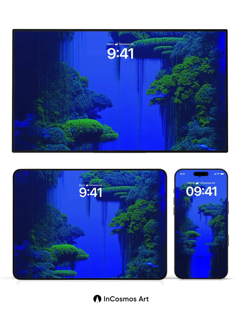 Suspended Forest Wallpaper with Floating Canopy