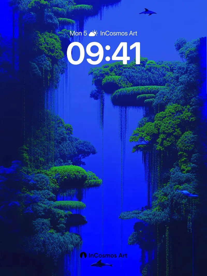 Suspended Forest Wallpaper with Floating Canopy