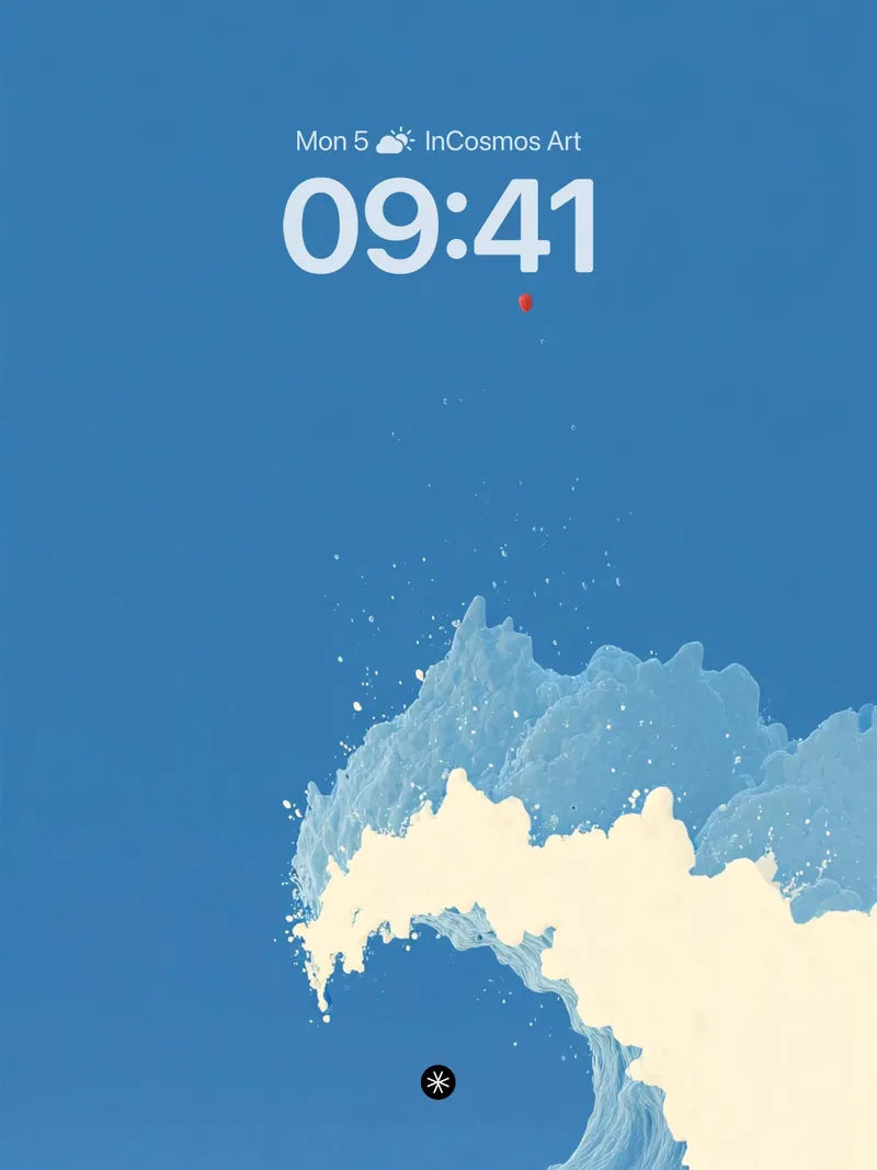 Serene Ocean Wave Wallpaper with Surreal Red Dot Accent wallpaper for iPhone, iPad & Mac