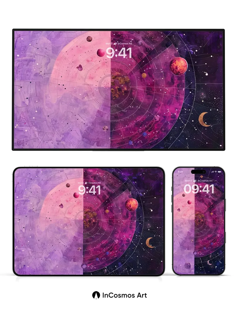 Cosmic Divide Wallpaper with Celestial Cartography