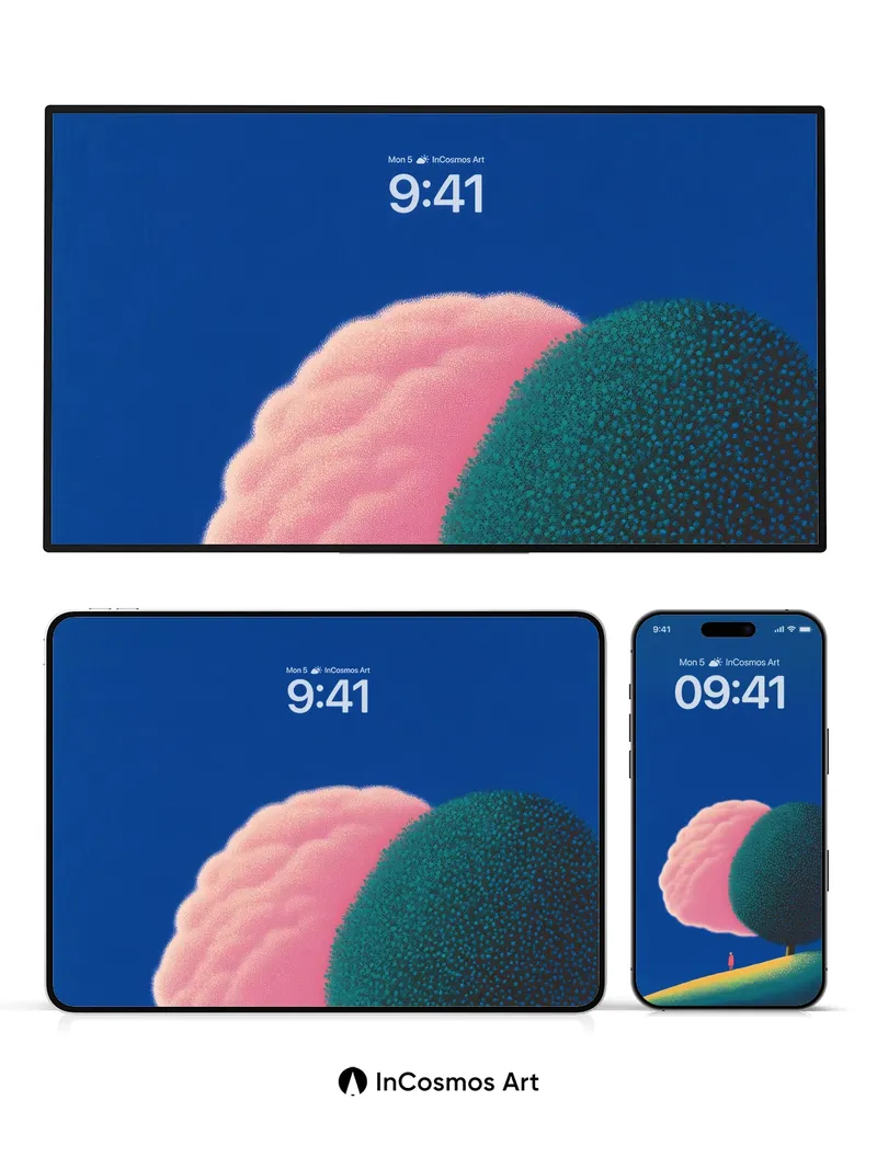 Surreal Horizon Wallpaper with Floating Clouds