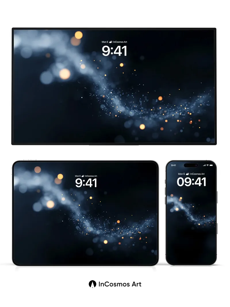 Stellar Drift Wallpaper with Floating Embers