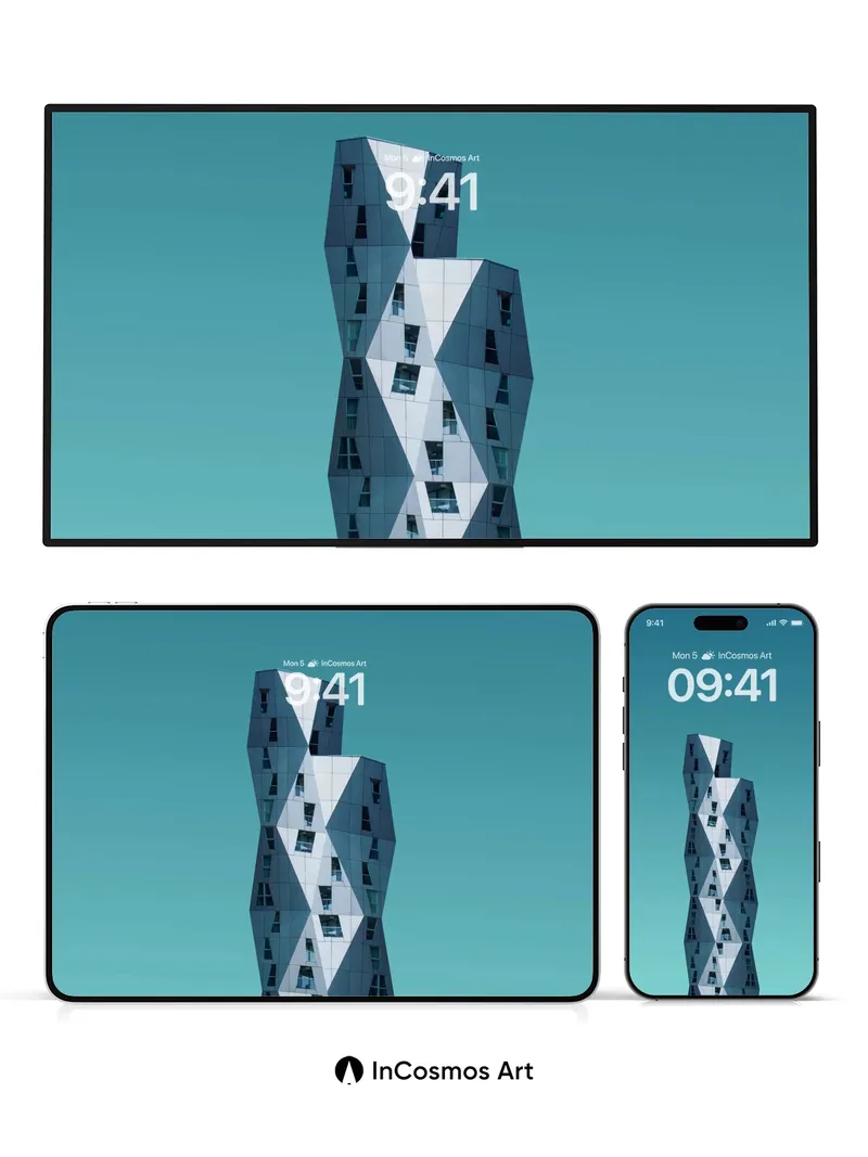 Futurist Spire Wallpaper with Geometric Lightplay