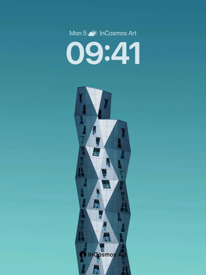 Futurist Spire Wallpaper with Geometric Lightplay